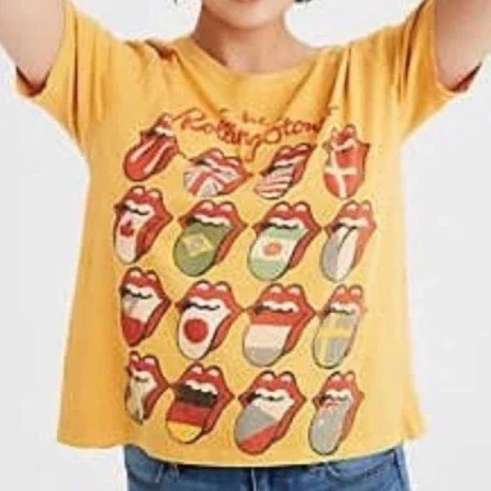 American Eagle AEO x Rolling Stones Yellow Flags Band Tee